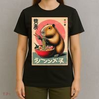 Capybara Eating Ramen Noodles Japanese Art Capybara T-Shirt thumb 4