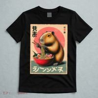 Capybara Eating Ramen Noodles Japanese Art Capybara T-Shirt thumb 5