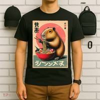 Capybara Eating Ramen Noodles Japanese Art Capybara T-Shirt thumb 6