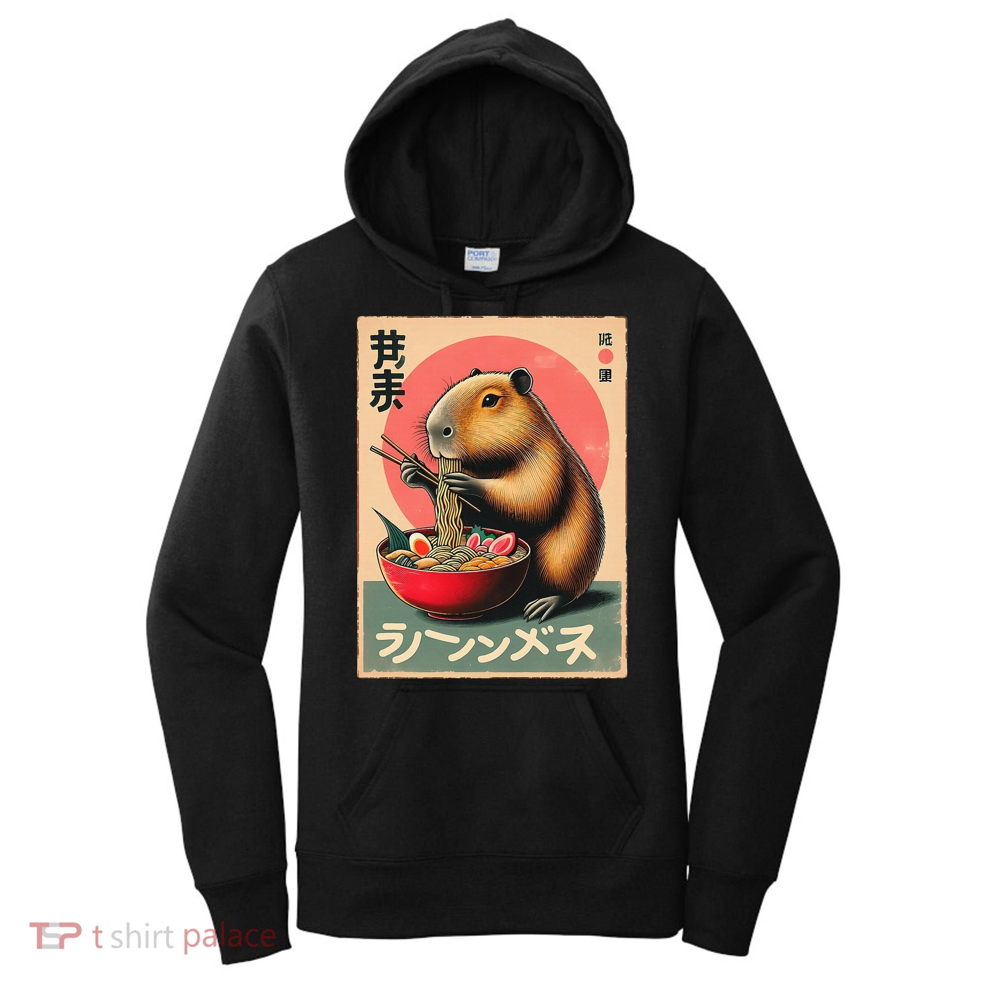 Capybara Eating Ramen Noodles Japanese Art Capybara Women's Hoodie