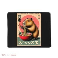 Capybara Eating Ramen Noodles Japanese Art Capybara Mousepad thumb 0