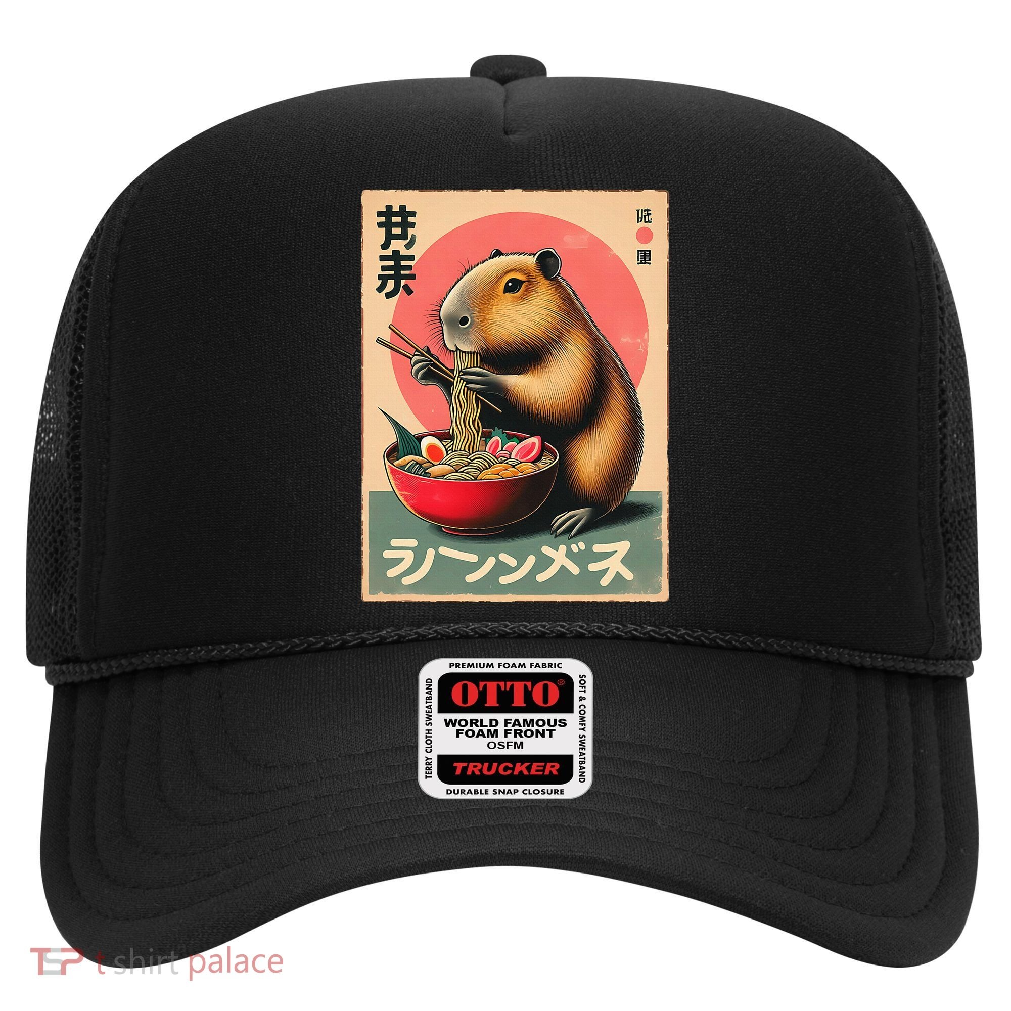 Capybara Eating Ramen Noodles Japanese Art Capybara Hat