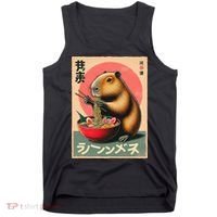 Capybara Eating Ramen Noodles Japanese Art Capybara Tank Top thumb 0