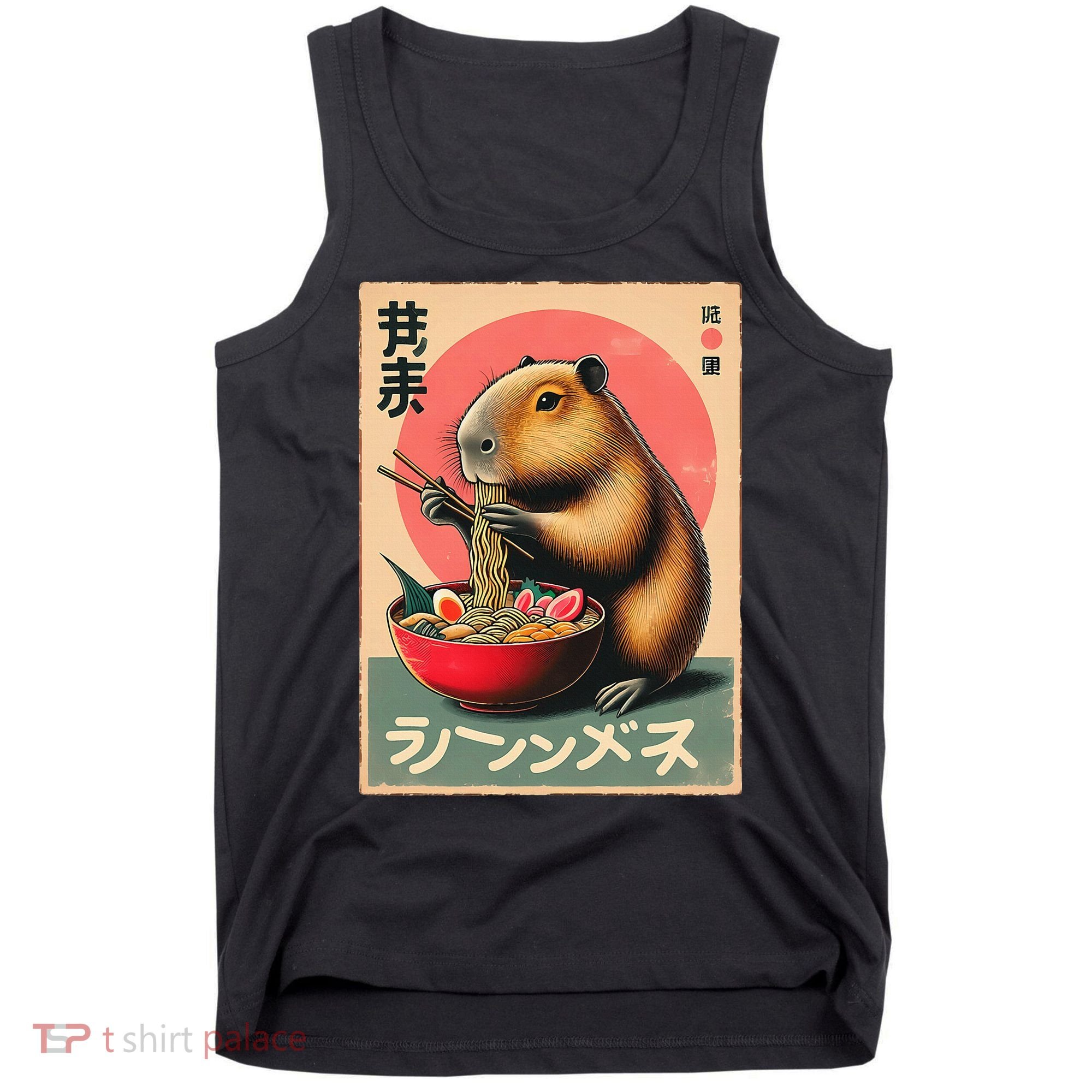 Capybara Eating Ramen Noodles Japanese Art Capybara Tank Top