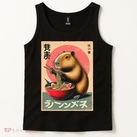 Capybara Eating Ramen Noodles Japanese Art Capybara Tank Top thumb 2