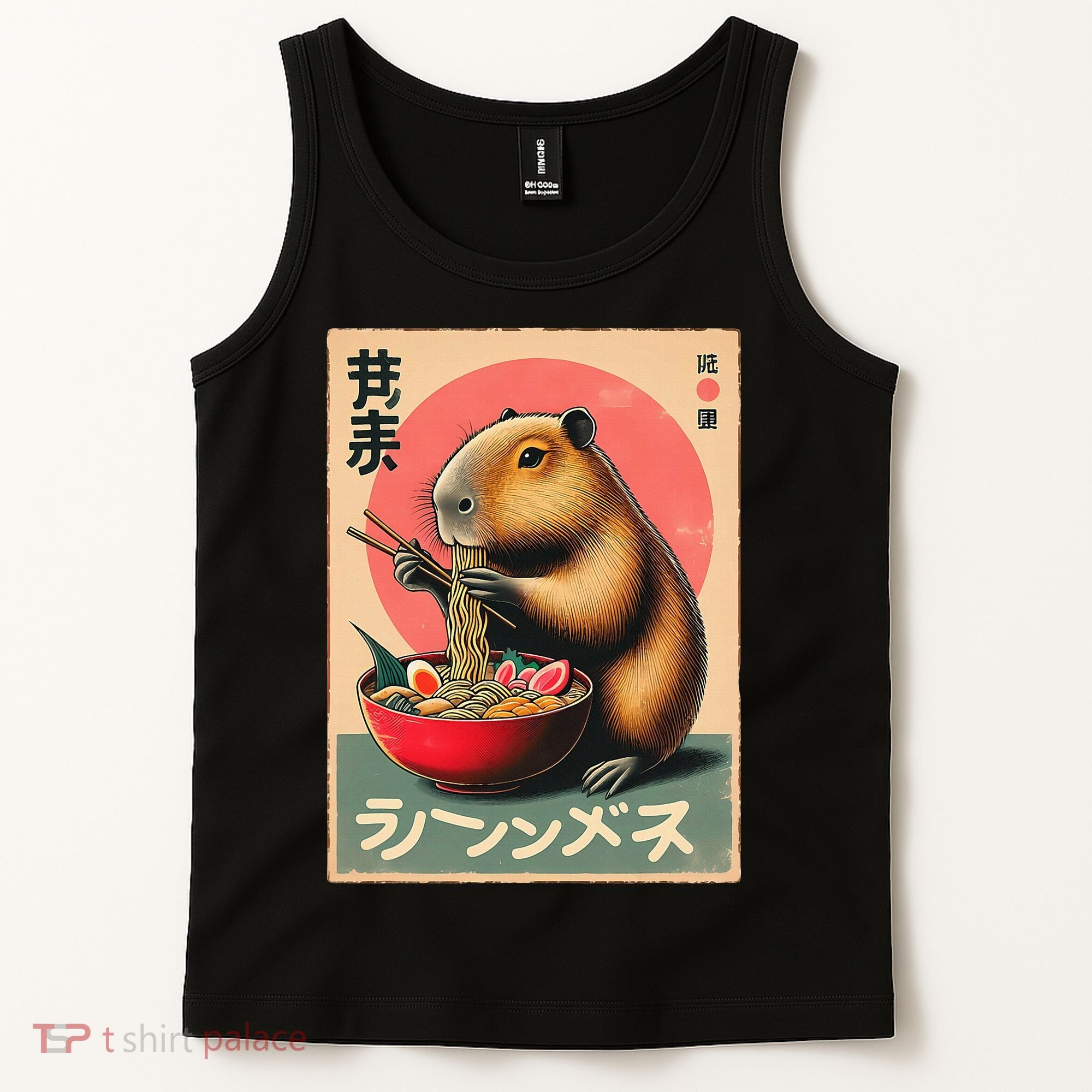 Capybara Eating Ramen Noodles Japanese Art Capybara Tank Top