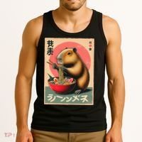 Capybara Eating Ramen Noodles Japanese Art Capybara Tank Top thumb 3
