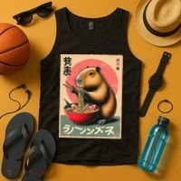 Capybara Eating Ramen Noodles Japanese Art Capybara Tank Top thumb 4