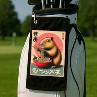 Capybara Eating Ramen Noodles Japanese Art Capybara Golf Towel thumb 2