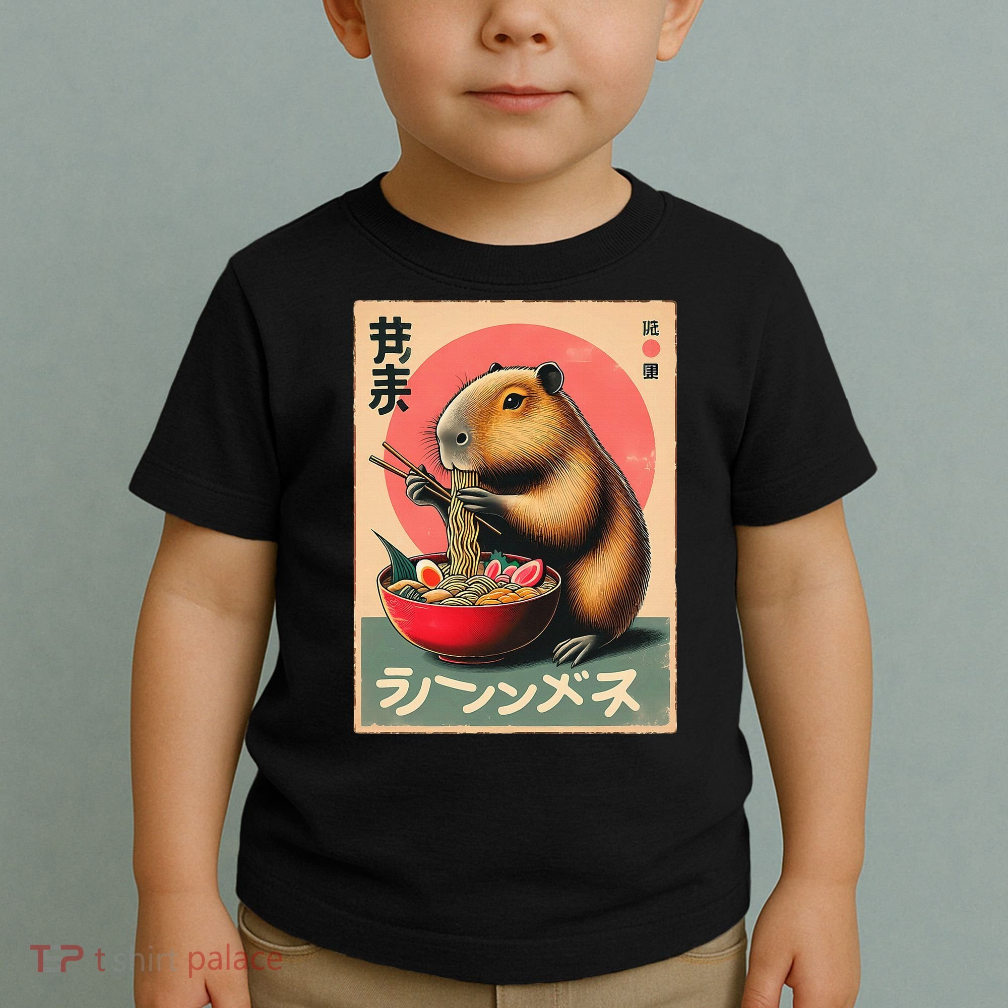 Capybara Eating Ramen Noodles Japanese Art Capybara Toddler T-Shirt