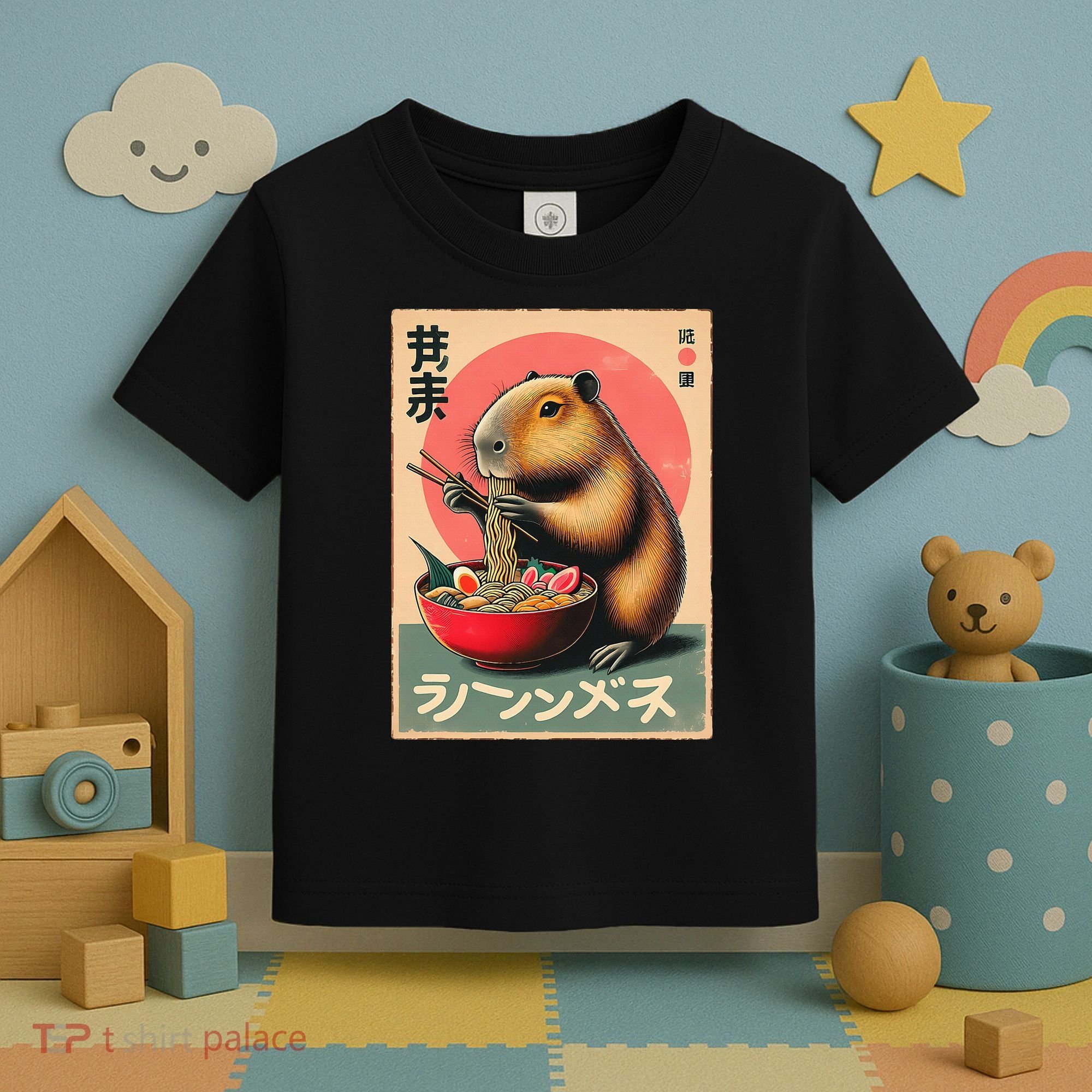 Capybara Eating Ramen Noodles Japanese Art Capybara Toddler T-Shirt