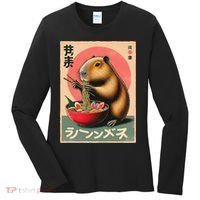 Capybara Eating Ramen Noodles Japanese Art Capybara Women's Long Sleeve Shirt thumb 0
