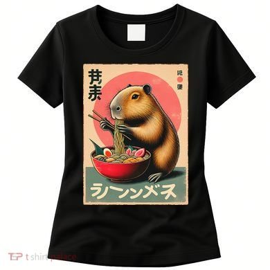 Capybara Eating Ramen Noodles Japanese Art Capybara Women's T-Shirt