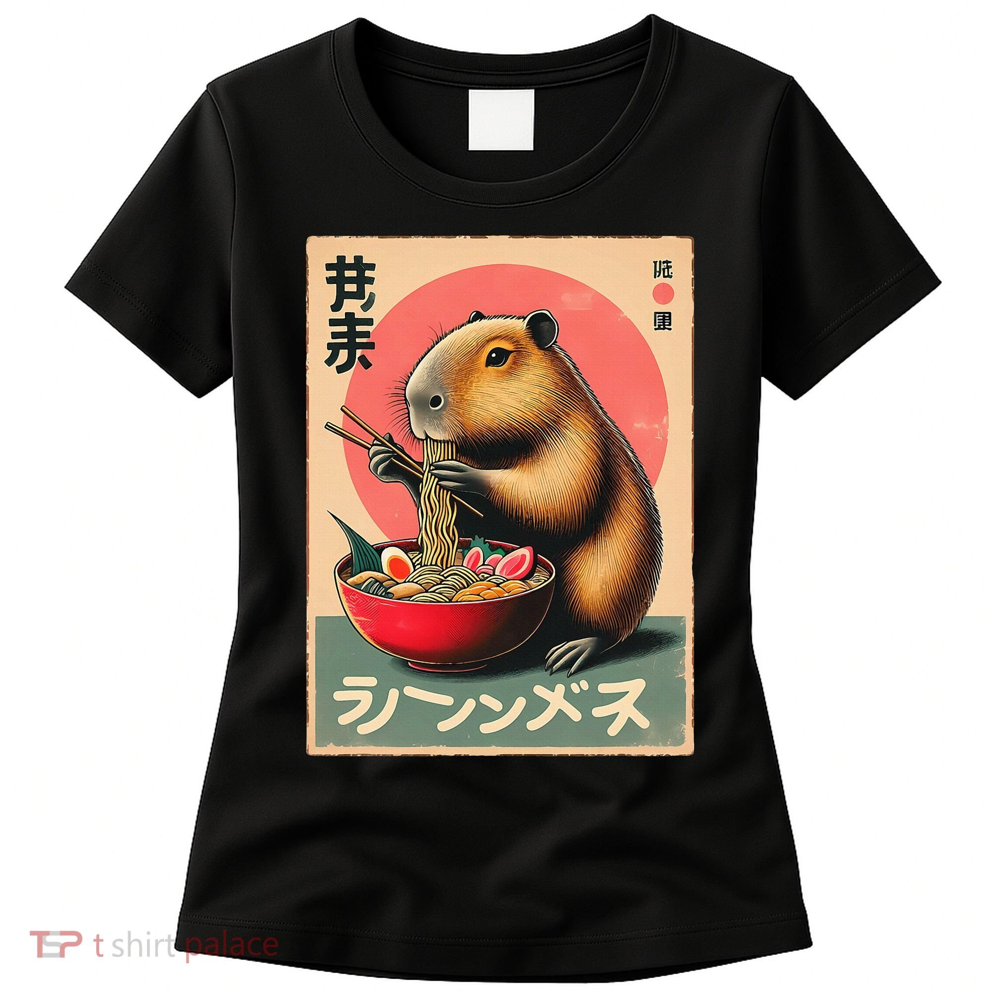Capybara Eating Ramen Noodles Japanese Art Capybara Women's T-Shirt