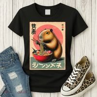Capybara Eating Ramen Noodles Japanese Art Capybara Women's T-Shirt thumb 3
