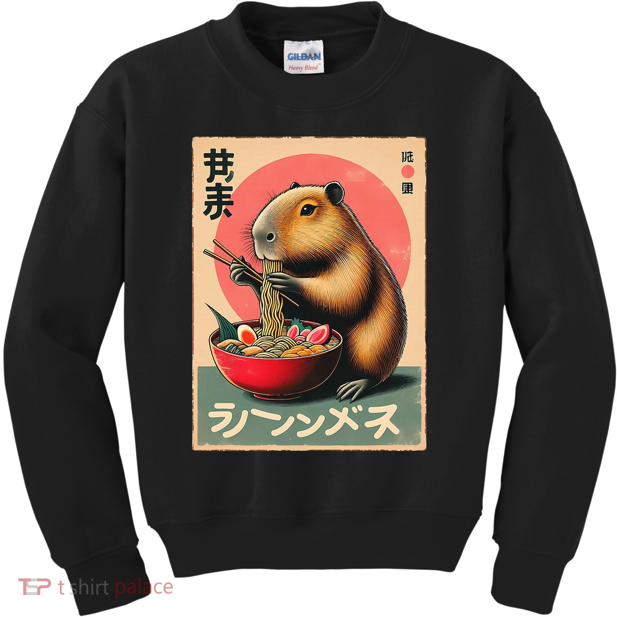 Capybara Eating Ramen Noodles Japanese Art Capybara Kids Sweatshirt
