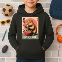 Capybara Eating Ramen Noodles Japanese Art Capybara Kids Hoodie thumb 2