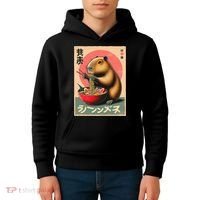 Capybara Eating Ramen Noodles Japanese Art Capybara Kids Hoodie thumb 4