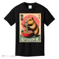 Capybara Eating Ramen Noodles Japanese Art Capybara Kids T-Shirt thumb 0