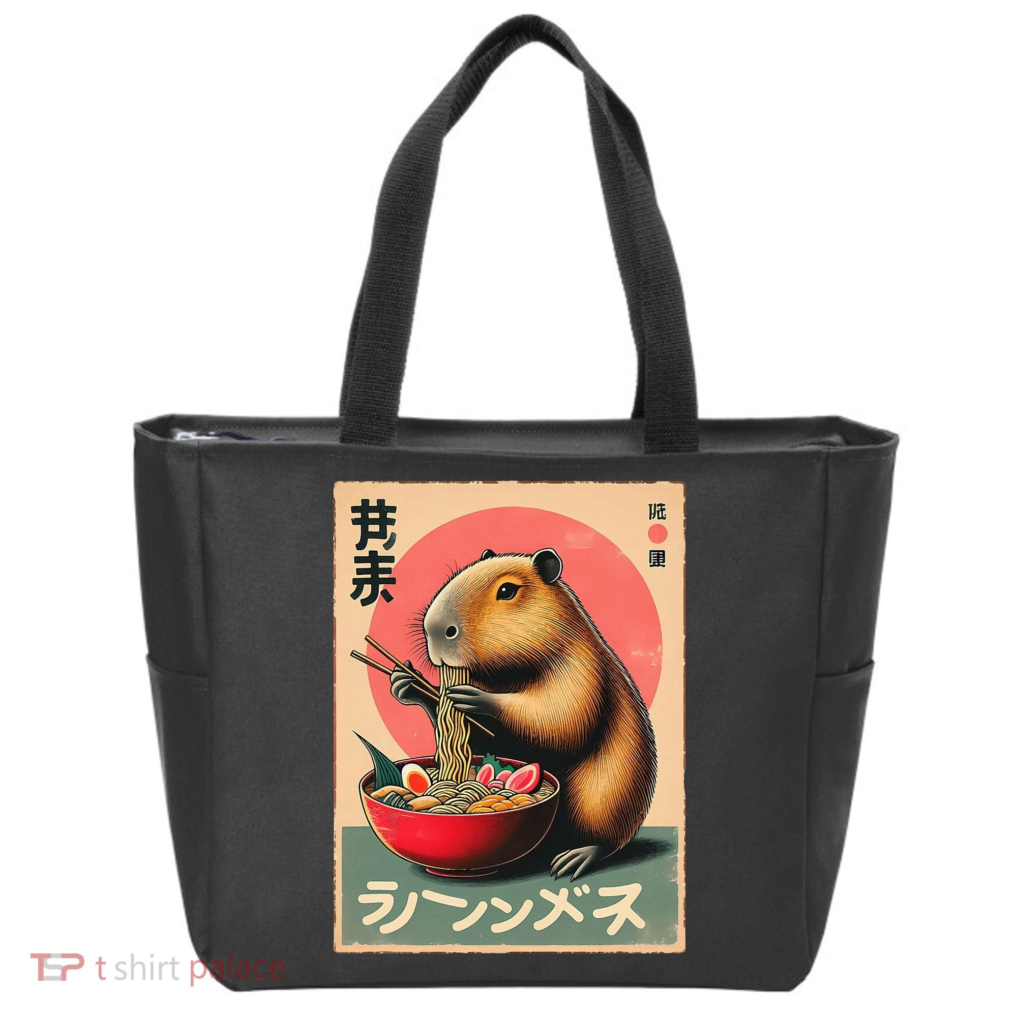 Capybara Eating Ramen Noodles Japanese Art Capybara Tote Bag