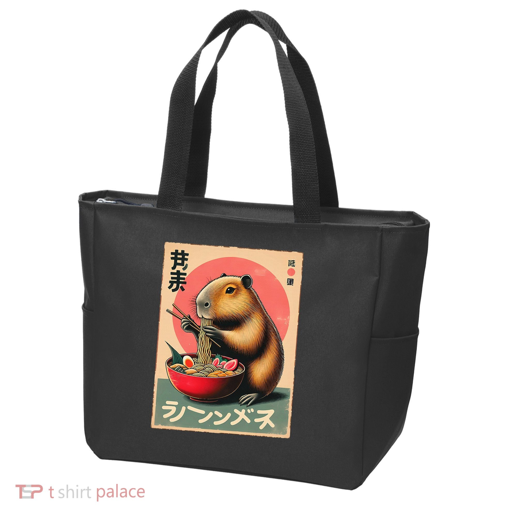 Capybara Eating Ramen Noodles Japanese Art Capybara Tote Bag