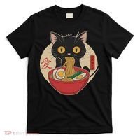 Cat Eating Ramen Noodles Funny Kawaii Japanese Anime Cat T-Shirt thumb 0