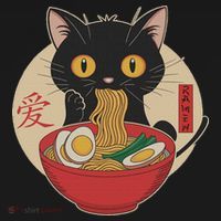 Cat Eating Ramen Noodles Funny Kawaii Japanese Anime Cat T-Shirt thumb 7