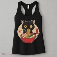Cat Eating Ramen Noodles Funny Kawaii Japanese Anime Cat Women's Tank Top thumb 3