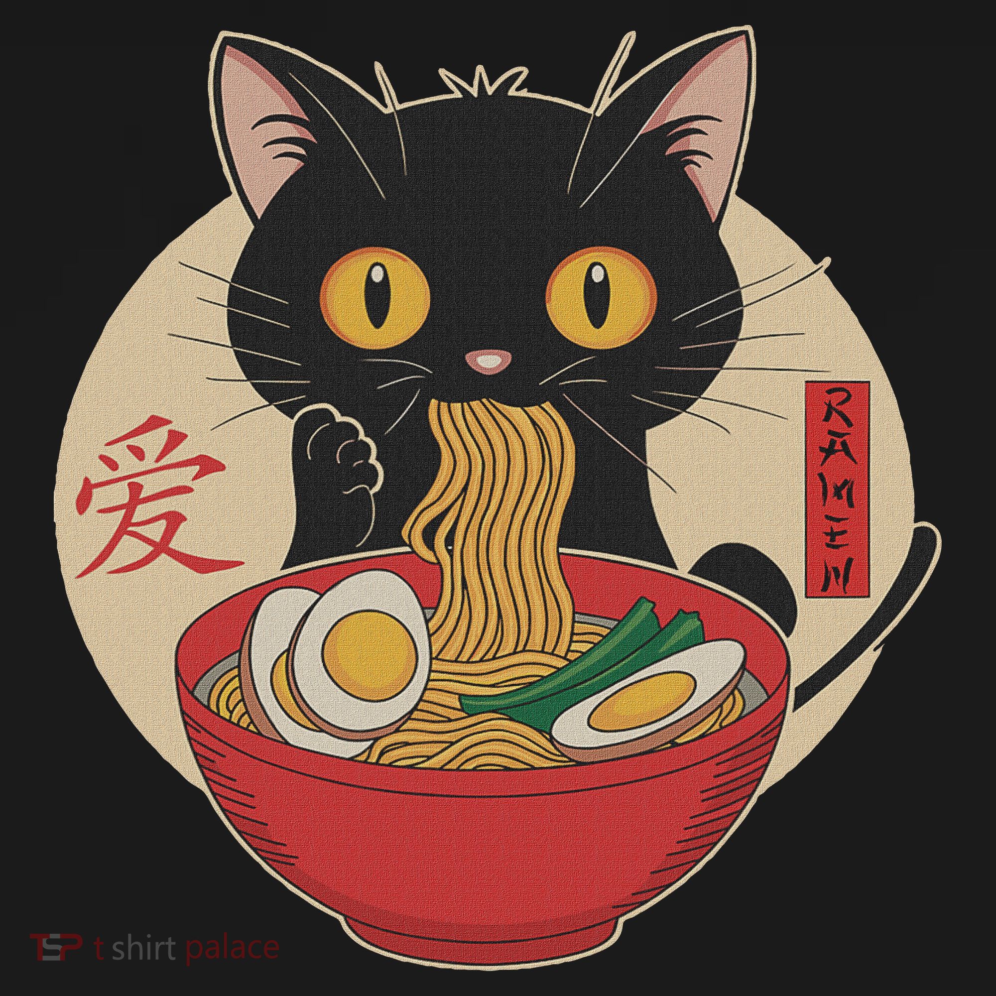 Cat Eating Ramen Noodles Funny Kawaii Japanese Anime Cat Women's Tank Top