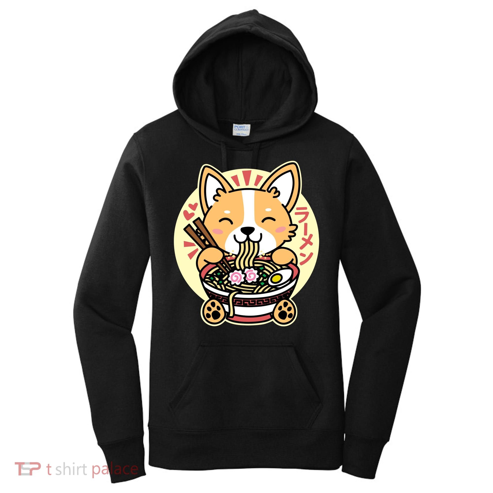 Corgi Eating Ramen Cute Kawaii Noodles Women's Hoodie