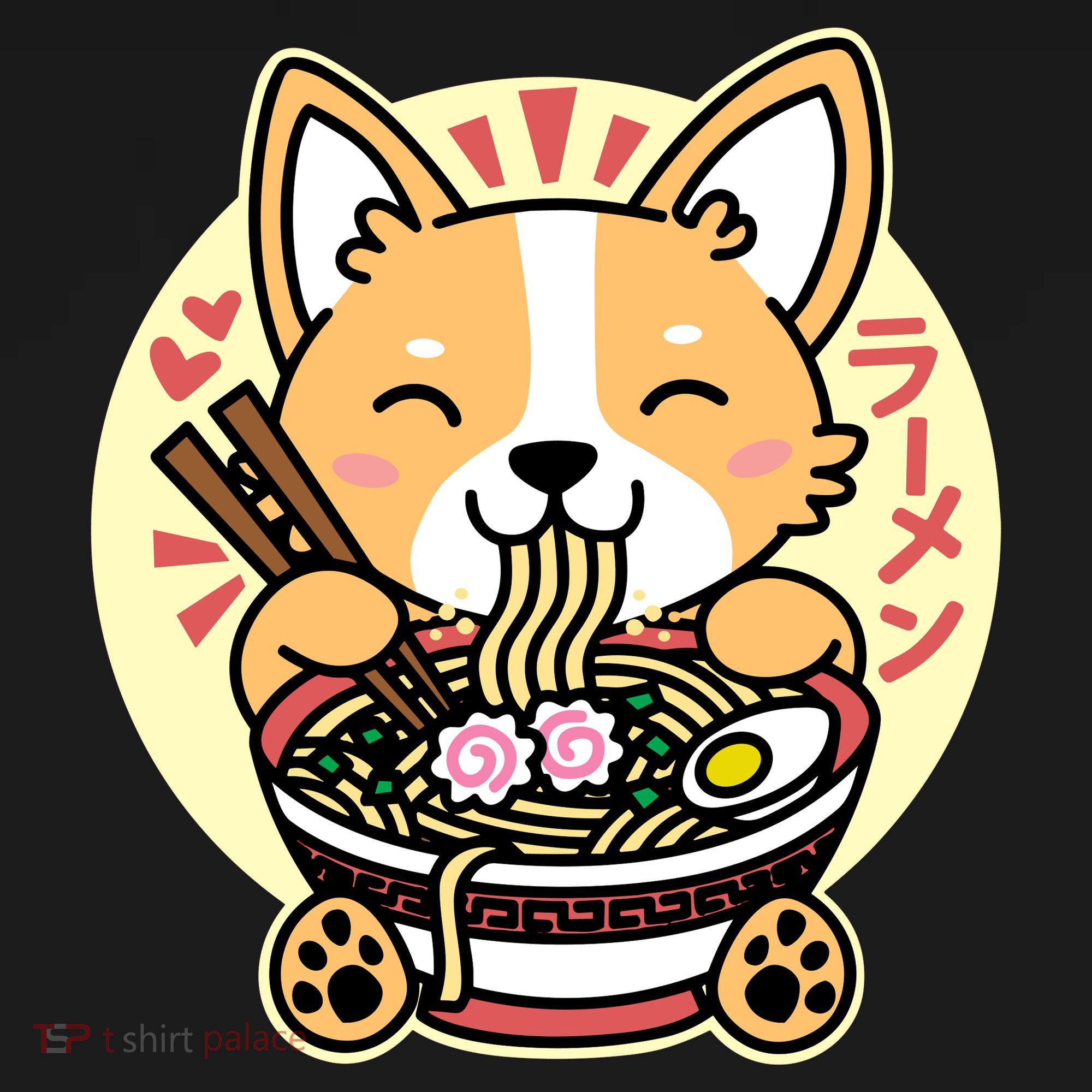 Corgi Eating Ramen Cute Kawaii Noodles Women's Hoodie