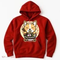 Corgi Eating Ramen Cute Kawaii Noodles Hoodie thumb 0