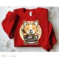 Corgi Eating Ramen Cute Kawaii Noodles Sweatshirt thumb 2