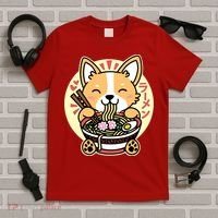 Corgi Eating Ramen Cute Kawaii Noodles T-Shirt thumb 5