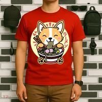 Corgi Eating Ramen Cute Kawaii Noodles T-Shirt thumb 6