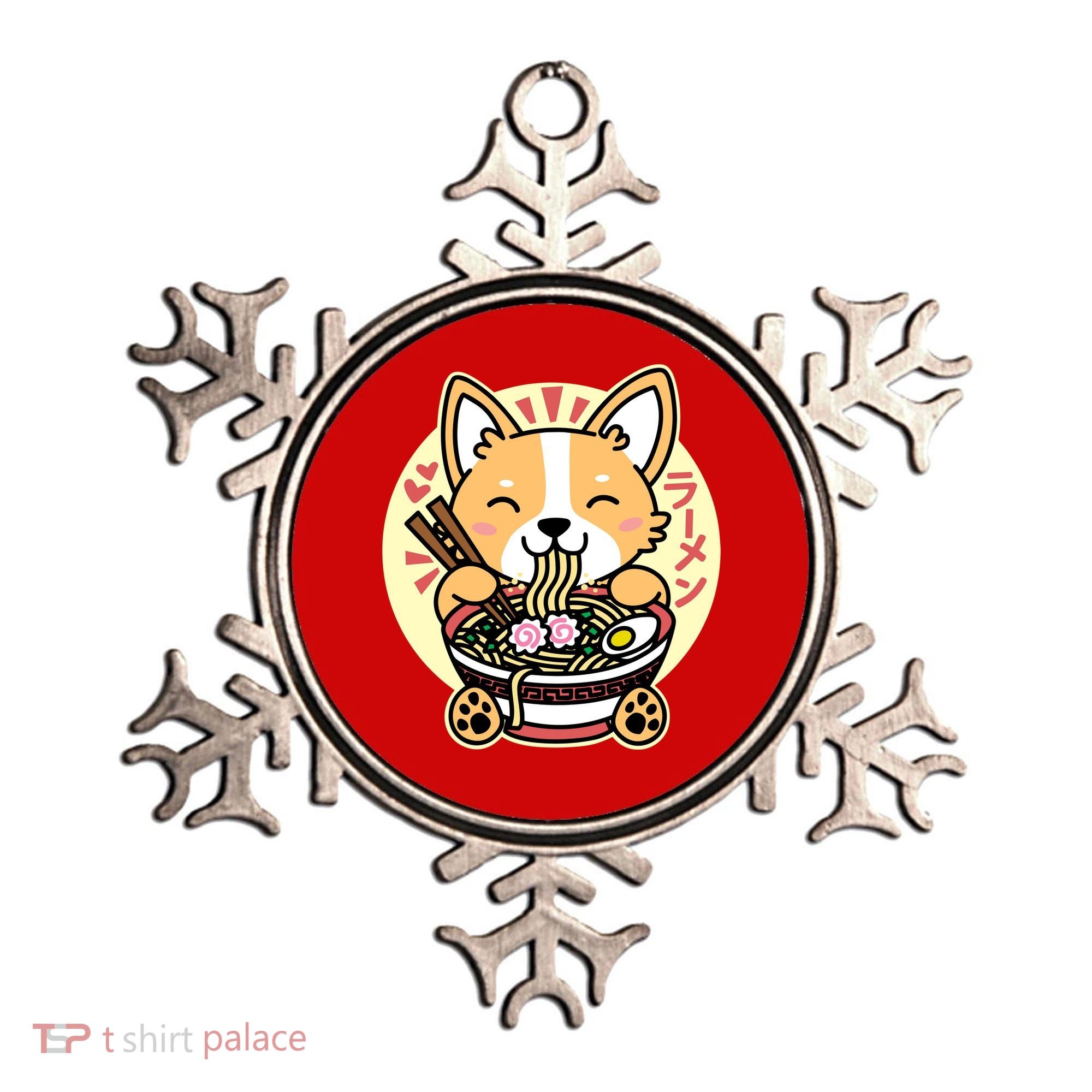 Corgi Eating Ramen Cute Kawaii Noodles Ornament