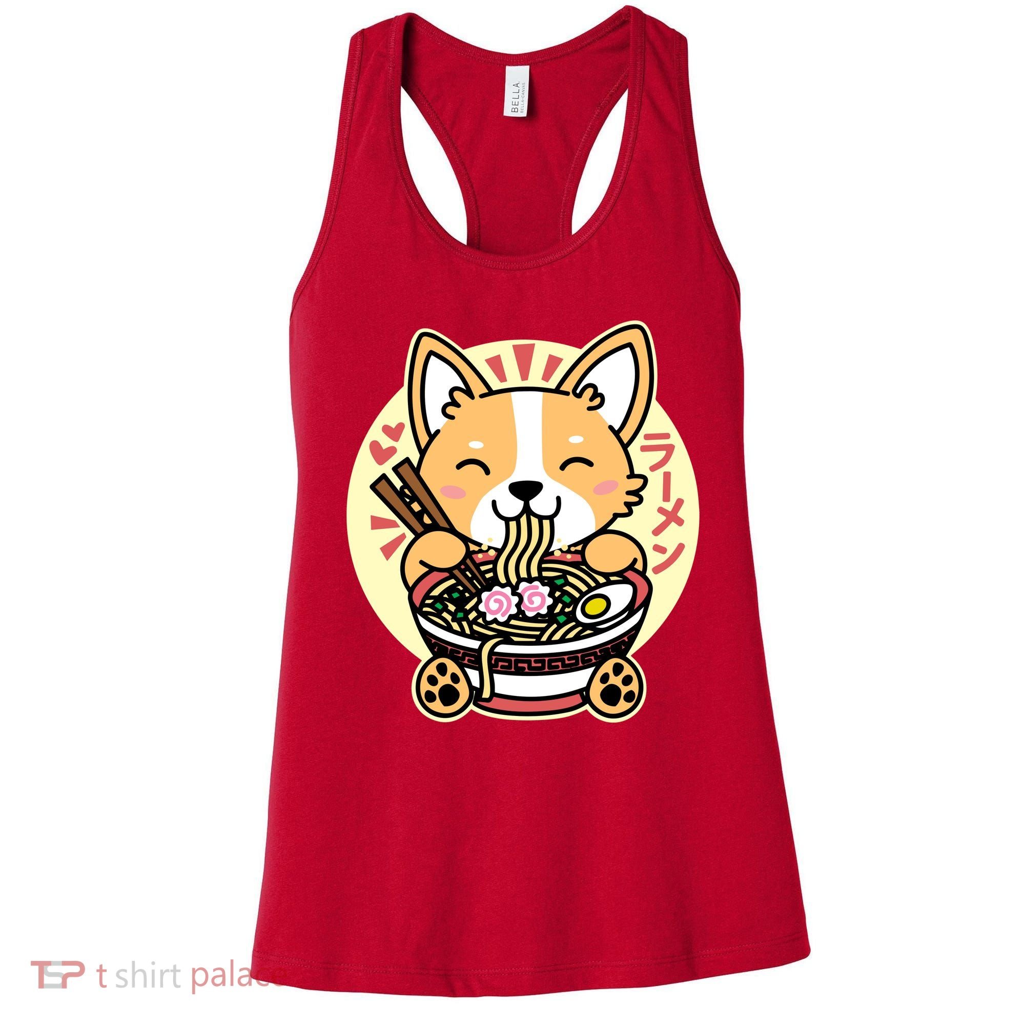 Corgi Eating Ramen Cute Kawaii Noodles Women's Tank Top