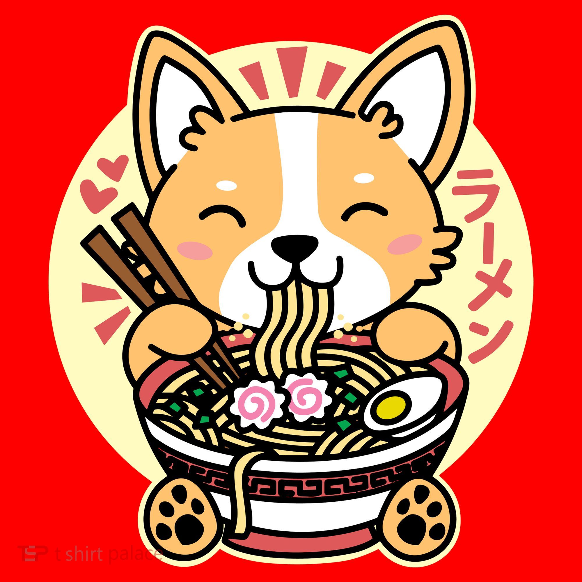 Corgi Eating Ramen Cute Kawaii Noodles Women's Tank Top