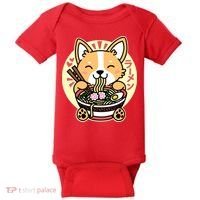 Corgi Eating Ramen Cute Kawaii Noodles Baby Bodysuit thumb 0