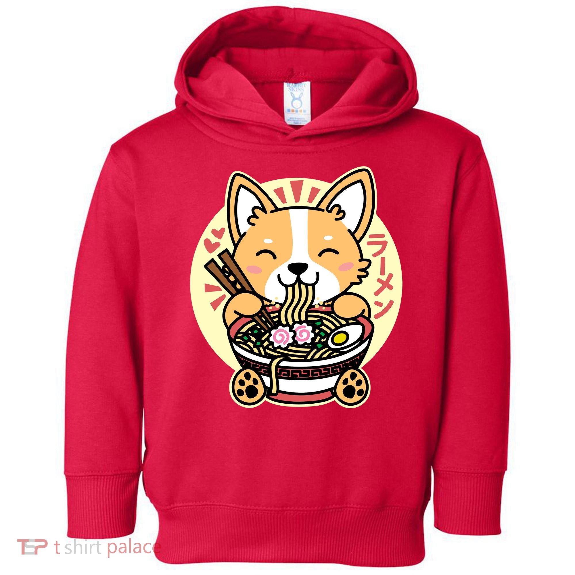 Corgi Eating Ramen Cute Kawaii Noodles Toddler Hoodie