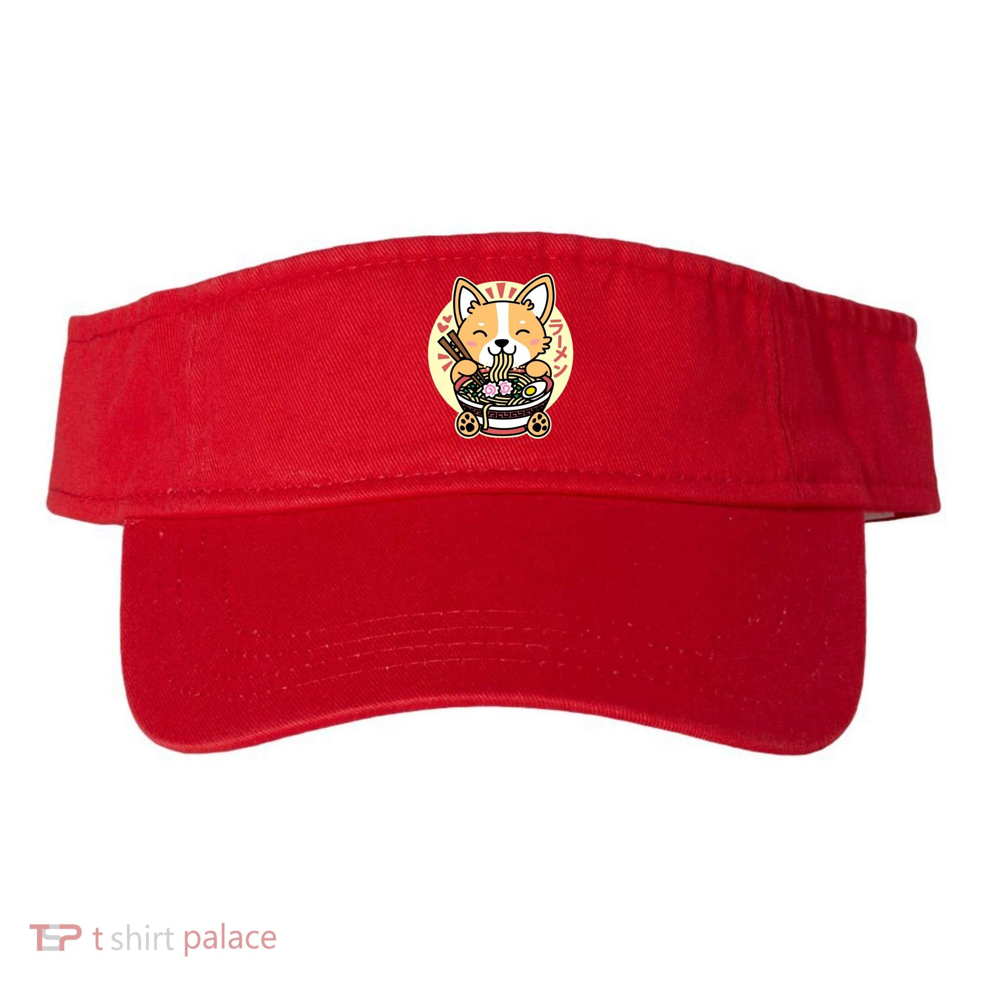 Corgi Eating Ramen Cute Kawaii Noodles Visor