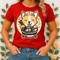 Corgi Eating Ramen Cute Kawaii Noodles Women's T-Shirt thumb 2