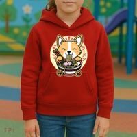 Corgi Eating Ramen Cute Kawaii Noodles Kids Hoodie thumb 3