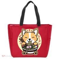 Corgi Eating Ramen Cute Kawaii Noodles Tote Bag thumb 0
