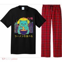 Cat Eating Ramen Vaporwave Japanese Pajama Set thumb 0