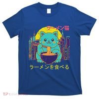 Cat Eating Ramen Vaporwave Japanese T-Shirt thumb 0