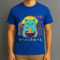 Cat Eating Ramen Vaporwave Japanese T-Shirt thumb 3
