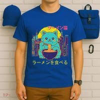 Cat Eating Ramen Vaporwave Japanese T-Shirt thumb 6
