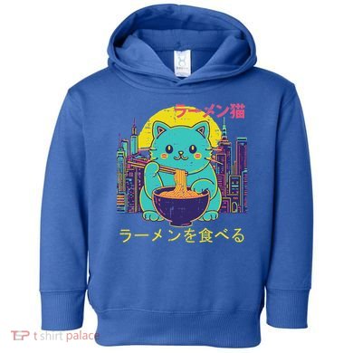 Cat Eating Ramen Vaporwave Japanese Toddler Hoodie