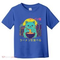 Cat Eating Ramen Vaporwave Japanese Toddler T-Shirt thumb 0